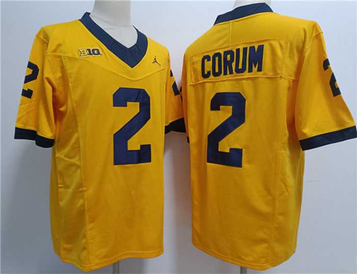 Mens Michigan Wolverines #2 Blake Corum 2023 F.U.S.E. Yellow Stitched Jersey->->NCAA Jersey